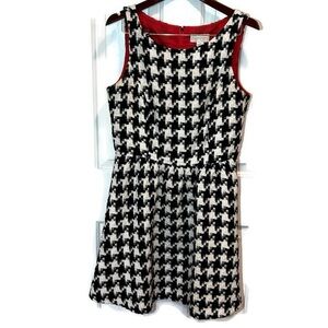 Women’s Jessica Simpson black N white Houndstooth Sleeveless A Line Dress 14